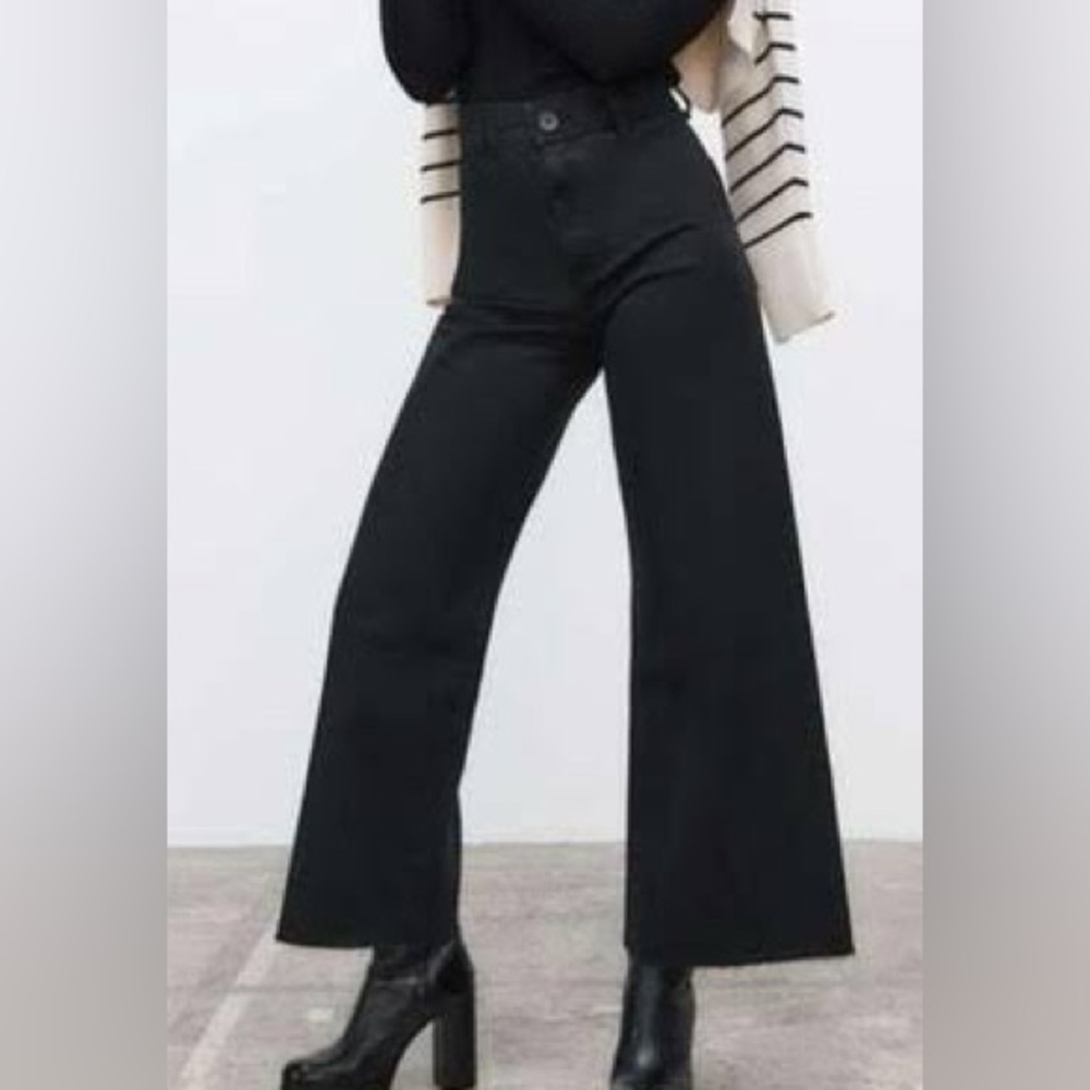 Zara Black High Waisted Sailor Jeans Size 2